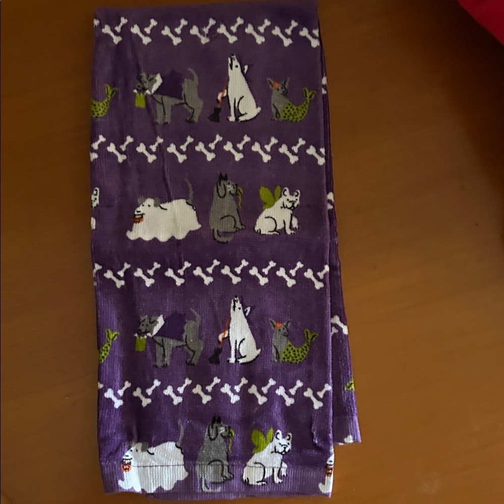 Purple Dog Print Kitchen Towel